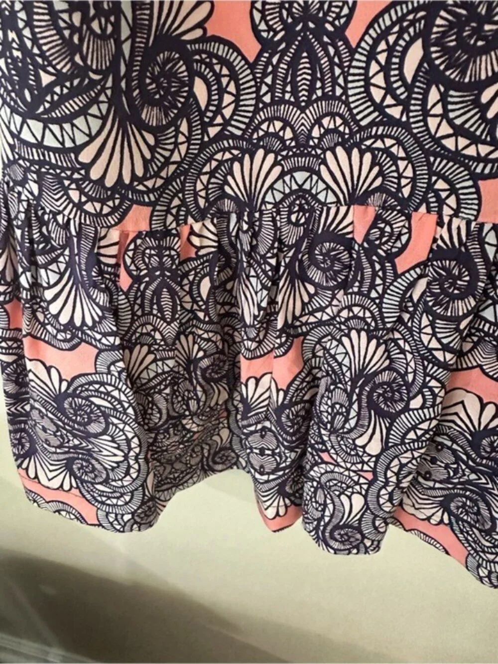 Amanda Uprichard Pink Navy Silk Sleeveless Knee Length Dress Medium Boho Resort